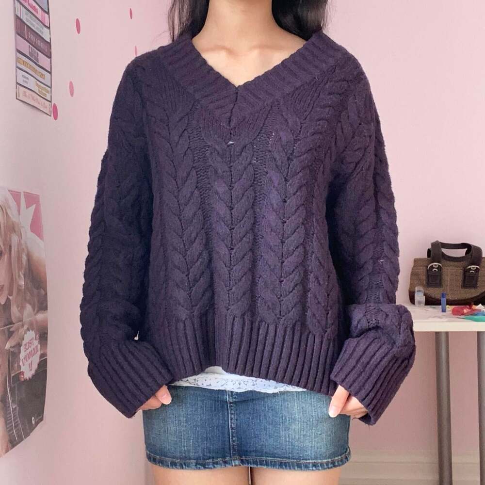 Women's Purple and Brown Jumper
